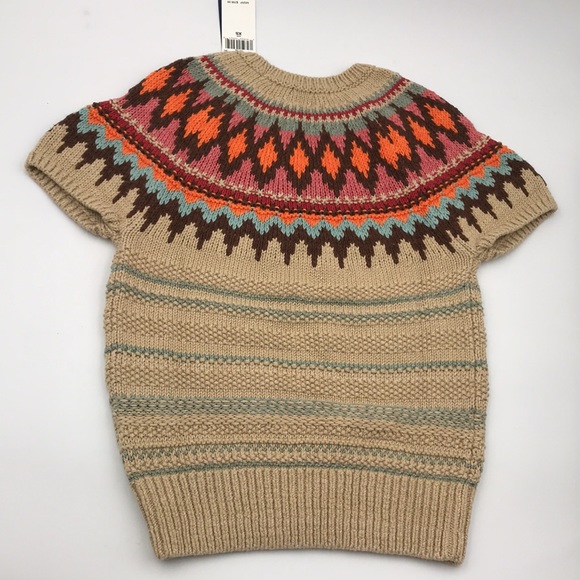 Polo Ralph Lauren Jacquard Short Sleeve Sweater Tan Multi Size XS - Picture 8 of 8